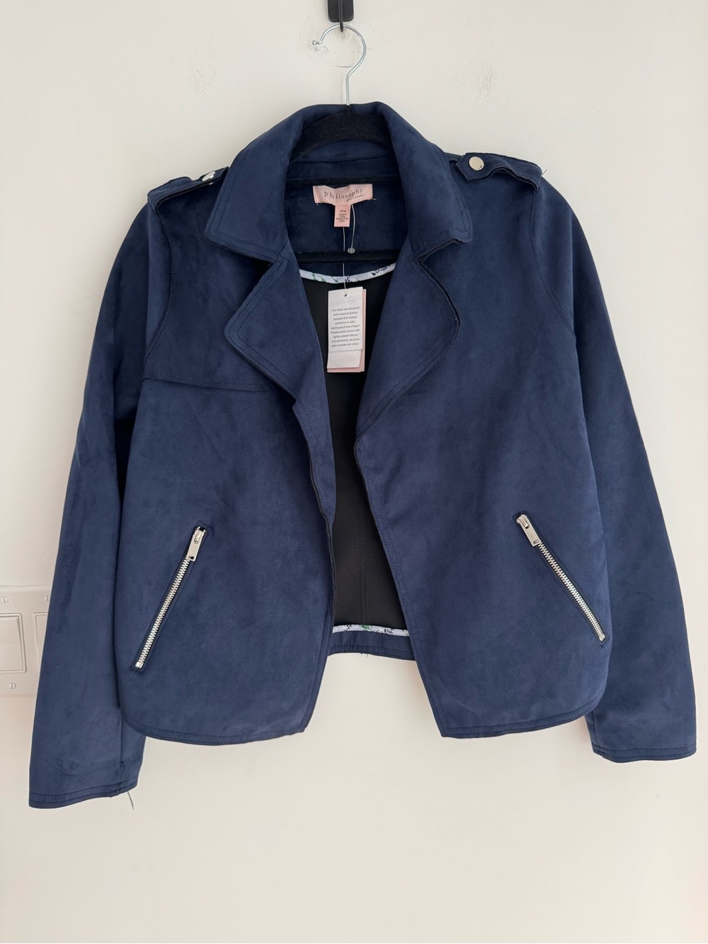 Philosophy Faux‎ Suede Jacket Blue NEW Women’s Sz M